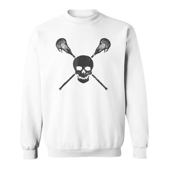 Lacrosse Skull And Sticks Vintage Lax Gif Sweatshirt | Mazezy