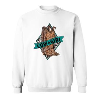 Leopard Cowgirl Boots Western Country Cowboy Rodeo Dad Sweatshirt | Mazezy