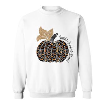 Leopard Pumpkin Grateful Thankful Blessed Happy Fall Yall Sweatshirt