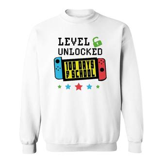 Level Unlocked 100 Days Of School Gamer Graphic Art Design Sweatshirt | Mazezy