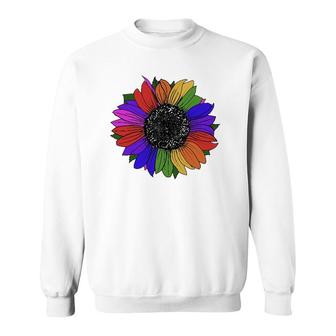 Lgbtq And Ally Rainbow Pride Sunflower Sweatshirt | Mazezy