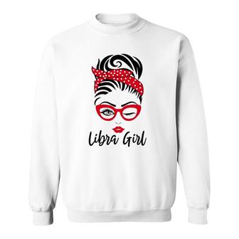 Libra Girl Wink Eye Woman Face Wink Eyes Lady Birthday Sweatshirt | Mazezy