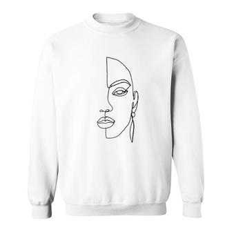 Line Art Women's Face Abstract Art One Line Continuous Line Sweatshirt | Mazezy