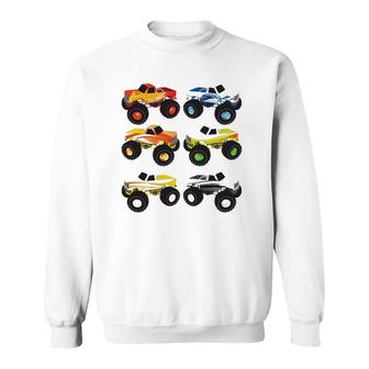 Little Boys Monster Trucks Pickup Truck Funny School Gift Sweatshirt - Thegiftio UK