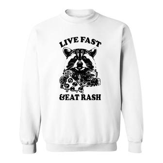 Live Fast Eat Trash Funny Raccoon Camping Vintage Sweatshirt | Mazezy