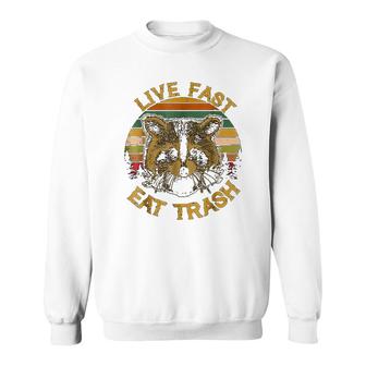 Live Fast Eat Trash Funny Raccoon Sweatshirt - Thegiftio UK