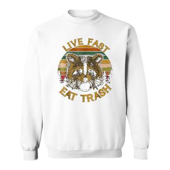 Live Fast Eat Trash Funny Raccoon Sweatshirt | Mazezy