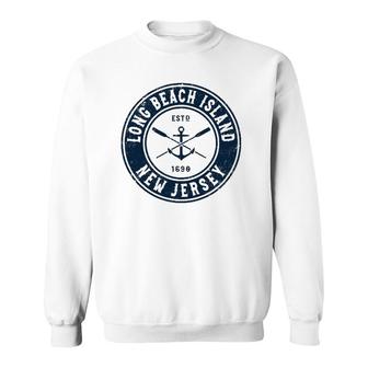 Long Beach Island New Jersey Nj Vintage Boat Anchor & Oars Sweatshirt - Thegiftio UK