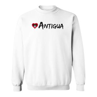 Love Antigua Heart Country Flag Souvenir Gift Sweatshirt | Mazezy