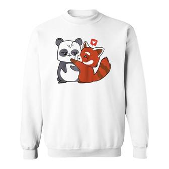 Love Giant Panda Bamboo Bear Cartoon Couple Heart Kids Gifts Sweatshirt | Mazezy