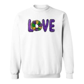 Love Peace Mardi Gras King Cake Woman Kids Girls Boys Man Sweatshirt | Mazezy