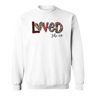 Loved Jesus Christian Valentine's Day Buffalo Plaid Leopard Sweatshirt | Mazezy