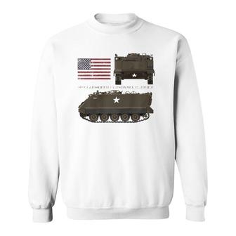 M113 Armored Personnel Carrier Patriotic Army American Flag Sweatshirt | Mazezy