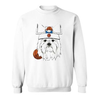 Maltese Basketball Dog Lovers Basketball Player Sweatshirt | Mazezy