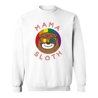 Mama Sloth Lgbtq Rainbow Flag Gay Pride Ally Gay Mom Women Sweatshirt | Mazezy