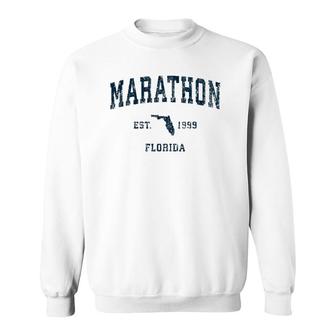 Marathon Florida Fl Vintage Sports Design Navy Print Sweatshirt | Mazezy