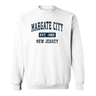 Margate City New Jersey Nj Vintage Sports Design Navy Print Sweatshirt | Mazezy