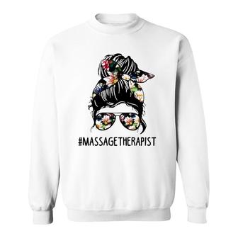 Massage Therapist Flower Headband And Glasses Sweatshirt | Mazezy