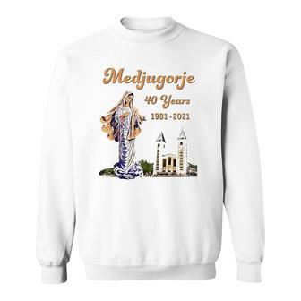 Medjugorje 40 Years Statue Of Our Lady Queen Of Peace Zip Sweatshirt | Mazezy