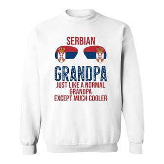 Mens Serbian Grandpa Serbia Flag Sunglasses Father's Day Sweatshirt | Mazezy