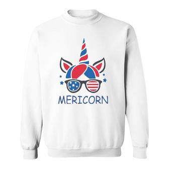 Mericorn 4Th Of July Unicorn Usa American Flag Teen Girls Sweatshirt | Mazezy