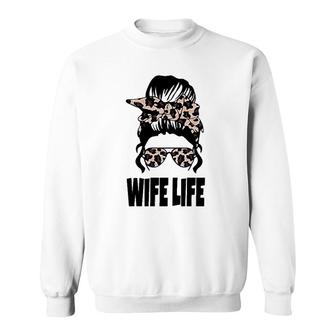 Messy Bun Sarcastic Novelty Graphic Womens Wife Life Pullover Sweatshirt | Mazezy