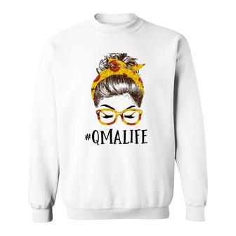 Messy Hair Bun Qma Life Sunflowers Headband Mothers Day Sweatshirt | Mazezy