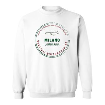 Milan Italy Passport Stamp Vacation Travel Souvenir Sweatshirt - Thegiftio