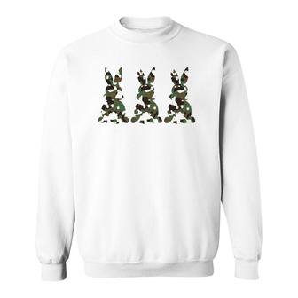 Mom And Son Matching Camouflage Bunny Rabbit Trio Easter Sweatshirt | Mazezy