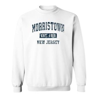 Morristown New Jersey Nj Vintage Sports Design Navy Print Sweatshirt | Mazezy