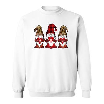 Mother's Day Gnomes Women Red Buffalo Plaid Leopard Print Sweatshirt | Mazezy AU