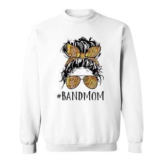 Mother's Day Messy Hair Woman Bun Band Mom Marching Band Sweatshirt | Mazezy