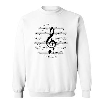 Music Sheet Notes G-Clef Symbol Vintage Design Musician Gift Sweatshirt | Mazezy