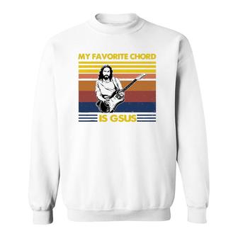 My Favorite Chord Is Gsus Jesus Playing Guitar Fun Musician Sweatshirt | Mazezy UK