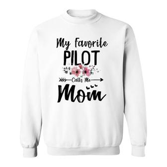 My Favorite Pilot Calls Me Mom Flowers Mother's Day Gift Sweatshirt | Mazezy DE