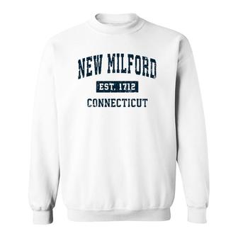 New Milford Connecticut Ct Vintage Sports Design Navy Print Sweatshirt | Mazezy