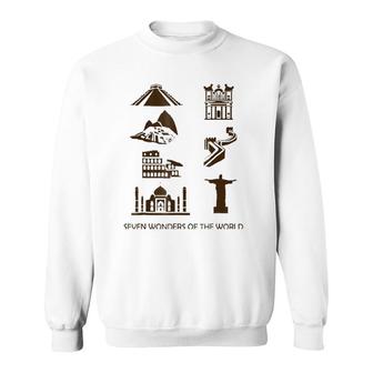 New Seven Wonders Of The World Geography Sweatshirt | Mazezy