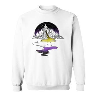 Nonbinary River Mountain Lgbt Pride With Nb Nonbinary Flag Sweatshirt | Mazezy