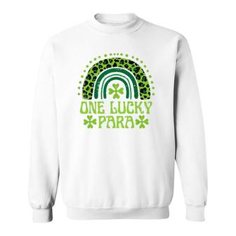 One Lucky Para Funny Family St Patrick's Day Rainbow Leopard Paraprofessional Gift Sweatshirt | Mazezy
