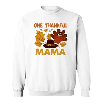 One Thankful Mama Autumn Fall Turkey Thanksgiving Sweatshirt | Mazezy