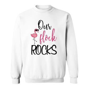 Our Flock Rocks Flamingo Mother's Day Teacher Sweatshirt | Mazezy