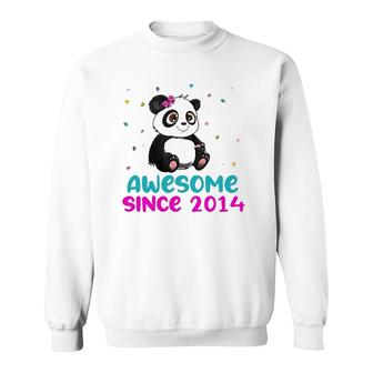 Panda Bear Girl Birthday Gift Love Awesome Since 2014 Ver2 Sweatshirt | Mazezy