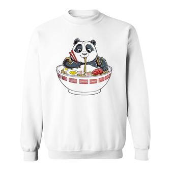 Panda Eating Ramen Kawaii Giant Japanese Noodle Gifts Girls Sweatshirt | Mazezy