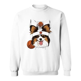Papillon Basketball Dog Lovers Basketball Player Sweatshirt | Mazezy