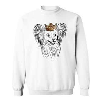Papillon Dog Wearing Crown Dog Lover Gift Sweatshirt | Mazezy UK