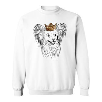 Papillon Dog Wearing Crown Sweatshirt | Mazezy