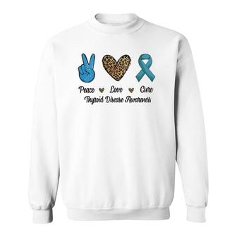 Peace Love Cure Thyroid Disease Awareness Survivor Leopard Sweatshirt | Mazezy