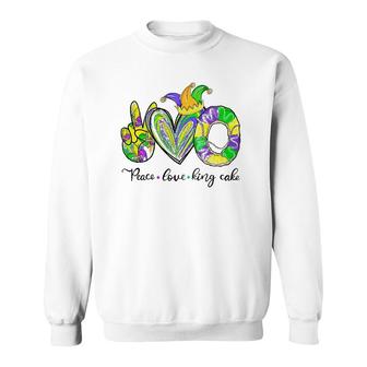Peace Love King Cake Mardi Gras T Men Women Kids Sweatshirt | Mazezy