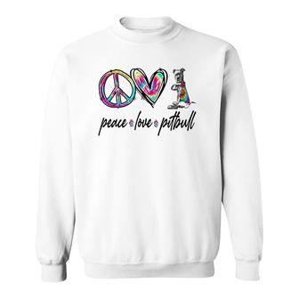 Peace Love Pitbull Tie Dye Dog Lover Mother's Day Sweatshirt | Mazezy