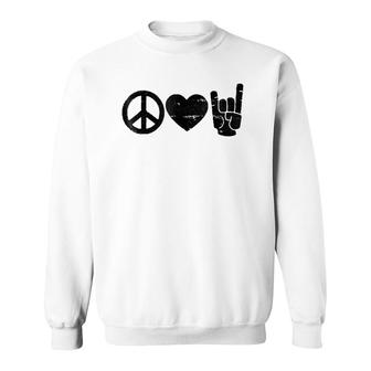 Peace Love Rock And Roll - Rock And Roll S Sweatshirt | Mazezy